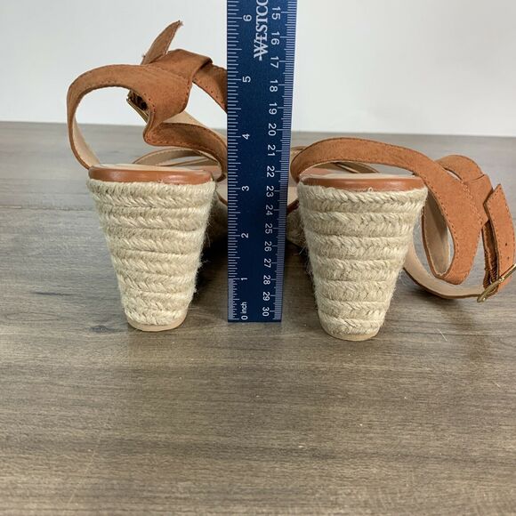 Old Navy Women's Espadrille Platform Sandals Size 9 Caramel Ankle Strap Wedge - Picture 6 of 10